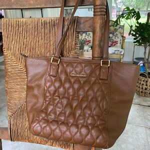 Vera Bradley Quilted Ella Leather Tote in Cognac